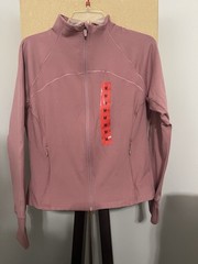 Jockey Satin Stitch Yoga Jacket Full Zip Pockets Women’s M Pink Track Jacket