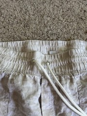 Athleta Cabo Tide Linen Jogger Pants Women’s 16 Beige/White Camo Drawstring