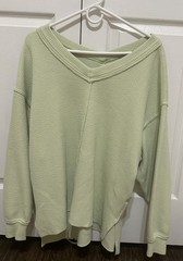 Aerie Women Oversized Wonder Longsleeve Sz M Waffle-Knit Cozy Slouchy Fit V-neck