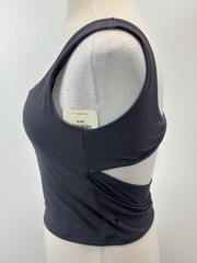 NEW! Fabletics Oasis Twist Rib Built In Bra Tank Women Medium Grey Stretch
