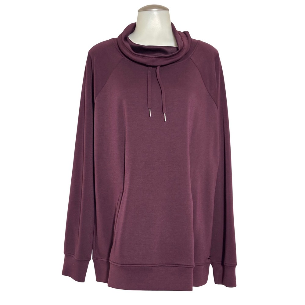 GAIAM Cowl Neck Pullover Burgundy NWOT Raglan Sleeve Kangaroo Pocket