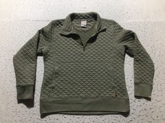 Avalanche Quilted Sweatshirt Womens L Large STAINED Green 1/4 Zip Mock Pockets