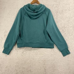 NEW Danskin Womens L Teal Half-Zip Fleece Hoodie Sweatshirt Raglan Sleeves