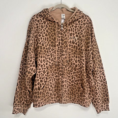 NWT Victoria’s Secret Pink Leopard Ivy Fleece Campus Full Zip Hoodie Size XL
