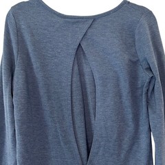 Yogalicious Blue Heathered Open Tulip Back Long Sleeve Activewear Top Large