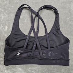 Lululemon Energy Bra Womens 4 Black Strappy Crossback Yoga Manifesto Gym Top