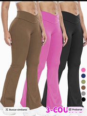 Women’s Juniors S Black High Waist Crossover Flare Pull-On Activewear Pants
