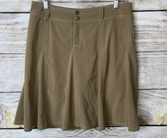 Athleta 6 skort flare shorts tan snap zip closure panels drawstring