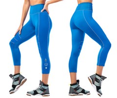 Zumba 2020 Panel Crop Capri Leggings – Jersey Blue ~ XS Small XXL ~ Free Ship!