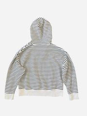 Striped Lace Up Hoodie Womens Large Coastal Nautical Fisherman Beachy Comfy