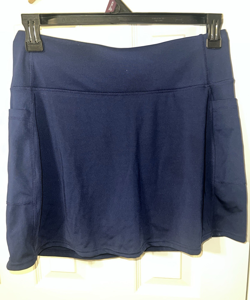 Women’s Blue Athletic Skort L Regular Pull-On Elastic Waist Pockets Golf