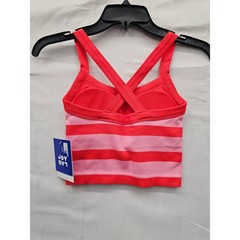 JoyLab Womens Striped Crossback Sports Bra Pink Nylon Blend Athletic Size XXS