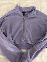 FOREVER 21 Women’s L Purple Cotton Fleece Full Zip Mock Neck Sweatshirt