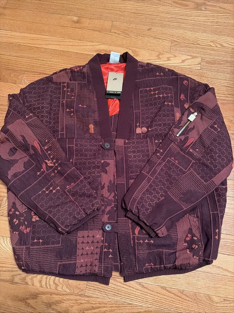Nike Women’s XL Naomi Osaka Jacquard Oversized Button Jacket Burgundy FV7795-652