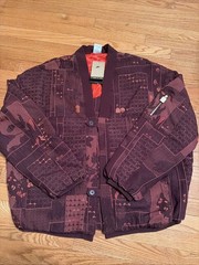 Nike Women’s XL Naomi Osaka Jacquard Oversized Button Jacket Burgundy FV7795-652
