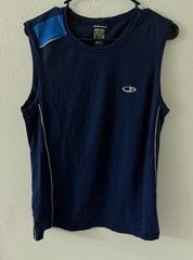 Icebreaker GT 150 Merino Wool Tank Top Blue Mens Small Lightweight