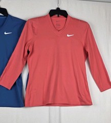 Lot 2 Nike Dri-FIT Women’s Size S Blue & Orange Slim Fit Athletic Top 3/4 Sleeve