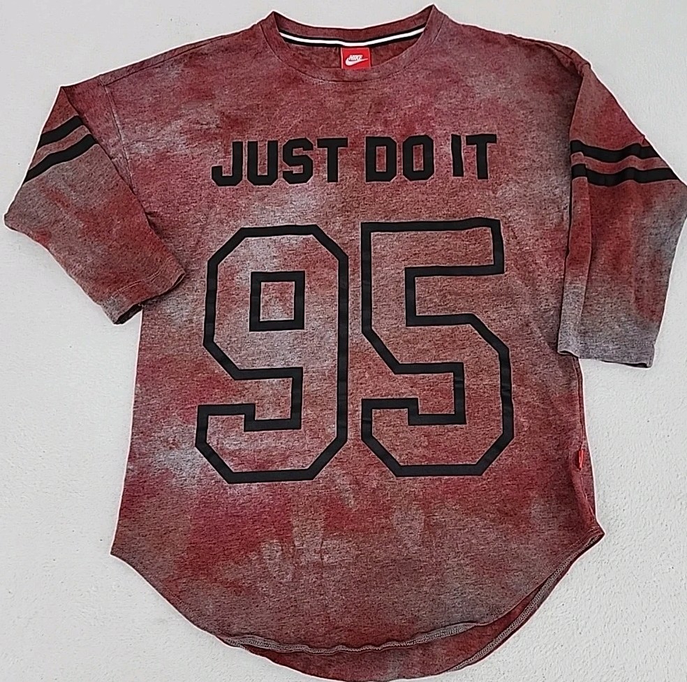 NIKE Just Do It 95 Women’s Small Shirt Procion Ice Tie Dyed Upcycled Custom LOGO