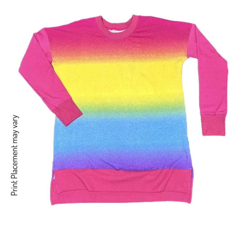 Large LuLaRoe HANNAH Sweatshirt Rainbow Ombre Rare Fits 14/16