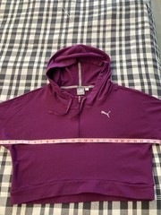Puma Womens Transition Crop Hoodie Purple 1/4 Zip Pullover Sweatshirt Activewear