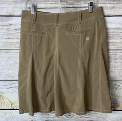 Athleta 6 skort flare shorts tan snap zip closure panels drawstring