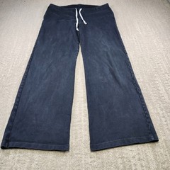 Brandy Melville Wide Leg Pants Women Gray Slub Cotton Minimal Baggy One Size