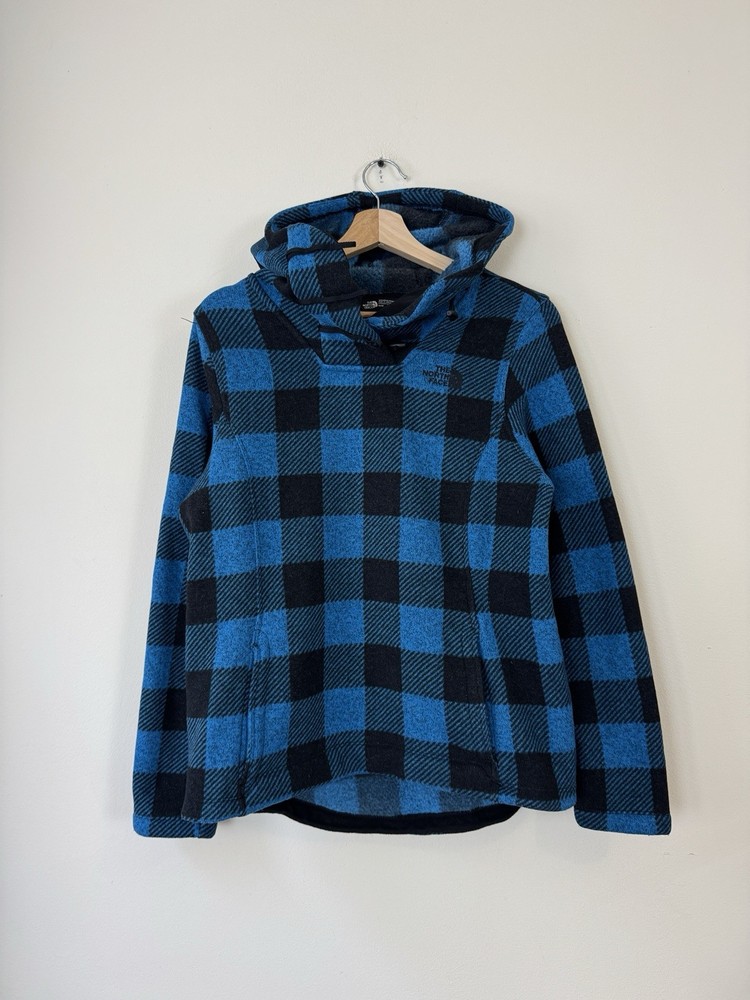 The North Face TNF Women’s Full Pullover Plaid Black Blue Hoodie – Medium