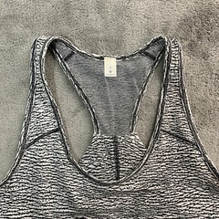 Lululemon Top Womens 4 Essential Tank Sheer Luon Pebble Jacquard White Black Gym