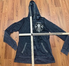 Vocal Hoodie Womens Large Made USA Rhinestone Fleur De Lis Y2K Biker