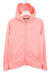 Superdry Sport Sweatshirt Womens EU 38 Pink Hooded Full Zip Pocket Drawstring Logo