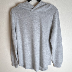 LOFT Gray Knit Hooded Pullover Hoodie Women’s M Acrylic Blend Long Sleeve