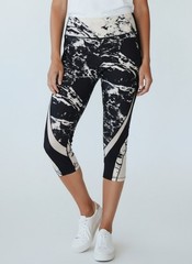 Avia Womens Marble Print Capri Leggings With Mesh Panels L/G (12-14) Polyester/S