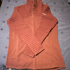 Columbia Brown Quilted Fleece Pullover Sweatshirt Mock Neck Pockets XL Women