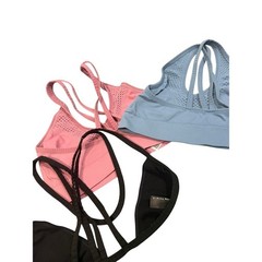 VS Sports Bra M Gray Blue Pink Cream Lot Bundle 4 Strappy Back Workout Comfy