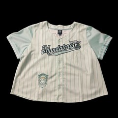 Mandolorian Star Wars Mint Striped Baseball Jersey W Embroidery Grogu Size 2XL