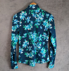 Tommy Bahama Active Floral Zip Front Jacket Sz Small Teal Women Golf Casual
