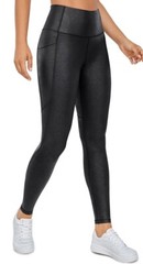 NWT CRZ YOGA LEGGINGS XS 0/2 ~ BLACK MATTE FAUX LEATHER