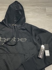 Bebe Sport NWT Womens XL Black Logo Quilted Hoodie NEW $89