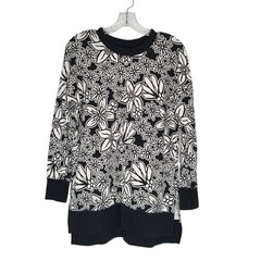 LuLaRoe Hannah Crewneck Floral Sweatshirt Tunic Black Cream Small