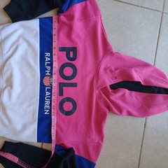 Polo Ralph Lauren Hoodie Small Pink Blue White Colorblock Pullover S