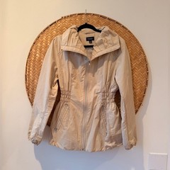SONOMA LIFE & STYLE BEIGE COTTON NYLON JACKET FULL ZIP SMOCKED WAIST GORPCORE