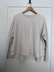 Frank & Eileen Anna Sweatshirt Womens M Ivory Raw Hem Oversized Cotton LAB516TF