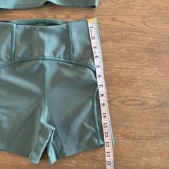 L*SPACE Active Revel Ribbed Crop Top Bra & Revel Short Set-Cypress-Size XS-$201