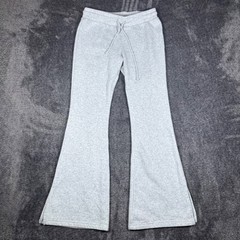 Lazy Sunday Heather Gray Flare Sweatpants Wide Leg Drawstring Joggers Size M