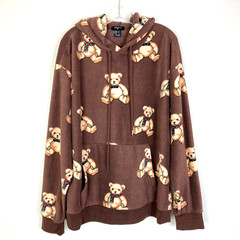 Forever 21 Women’s Fleece Teddy Bear Hoodie Size L Brown Oversized Soft Cozy