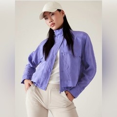 Athleta Purple Lightweight Windbreaker Jacket Snap Zip Front Pockets Women’s S