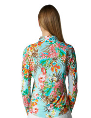 NEW Gottex G-Style Tennis Quarter Zip Long Sleeve S M L XL Wild Orchid Aqua A1
