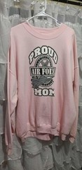 Gently Used PROUD AIR FORCE MOM Sweatshirt Light Pink 2XL 50% cotton 50% poly