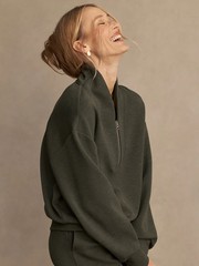 🧡NWT*Varley Davidson Sweat Half Zip Doublesoft Fabric Women’s Size S Olive Marl