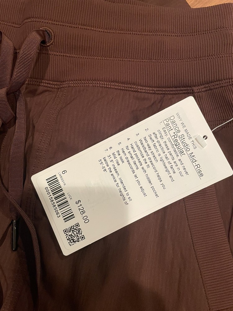 128$ Lululemon Dance Studio Mid-Rise Pant (Size 6 Regular) Lava Cake Color BNWT